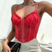 Lace Pleated Backless Bustier