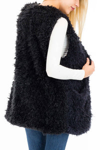 Extra Soft Brushed Faux Fur Long Vest with Pockets