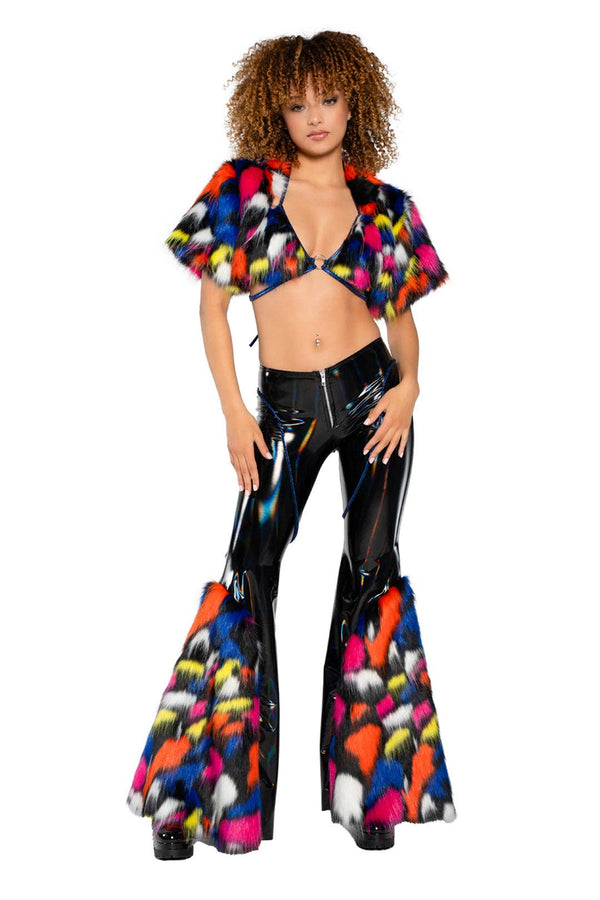 Holo Fur Bell-Bottom Pant