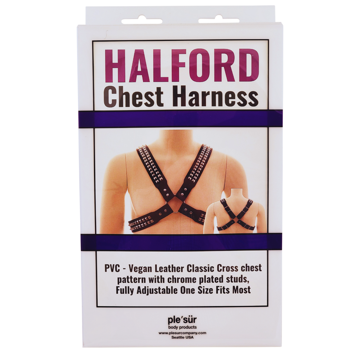 Chest Harness - Halford Style Studded X-Cross PVC Vegan