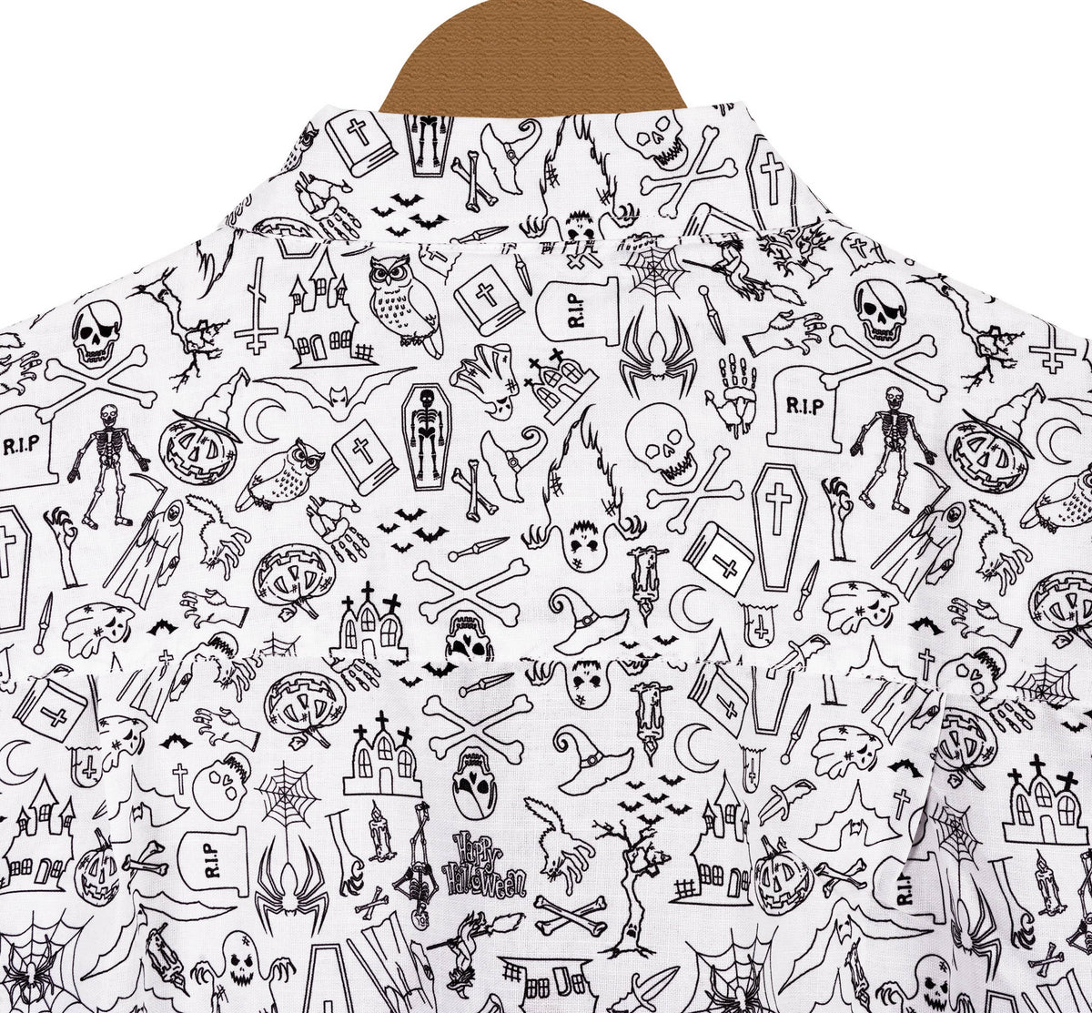 Mens Shirts White Black Skull