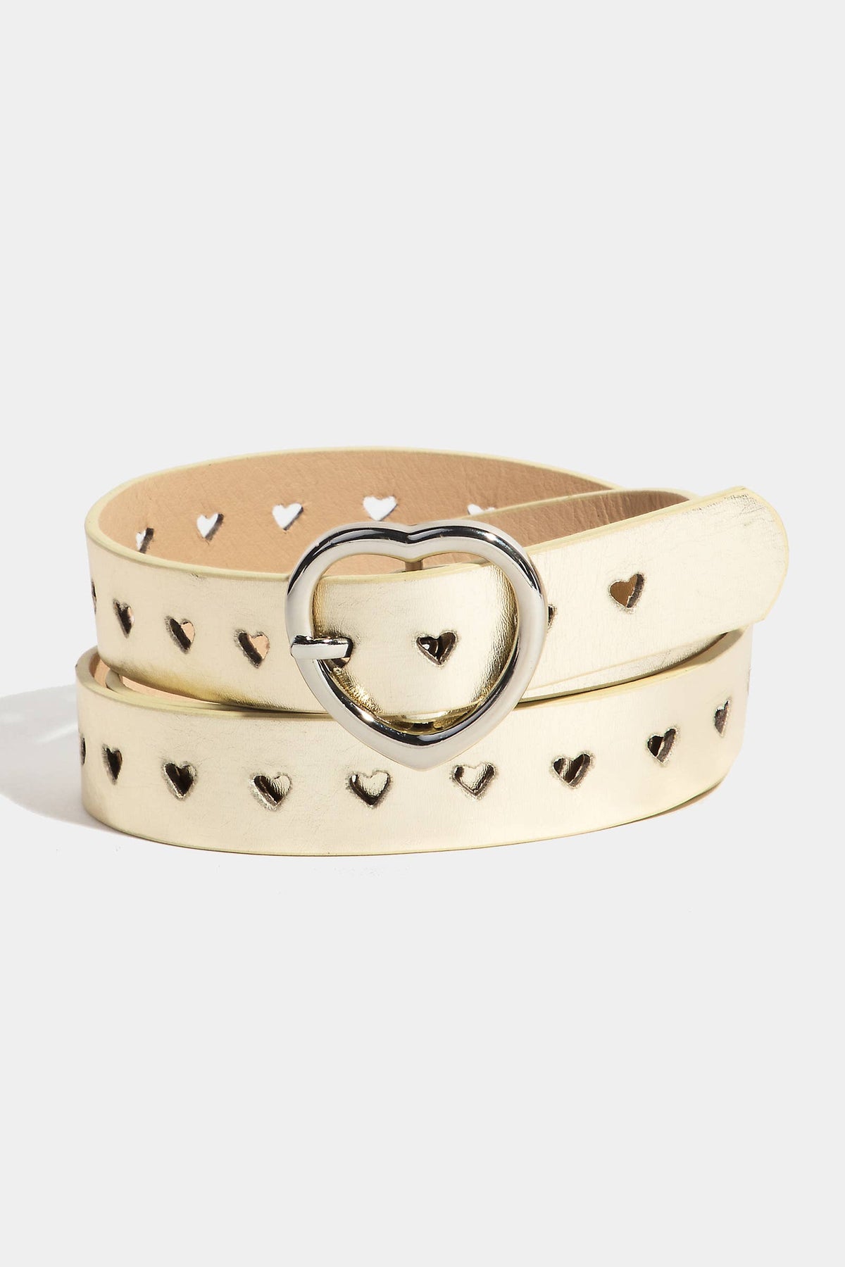 Heart Buckle Heart Punched Metallic Belt