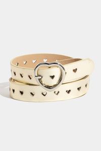 Heart Buckle Heart Punched Metallic Belt