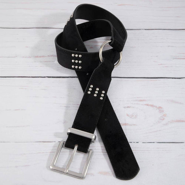 Ring Decor Studded Vegan Leather Belt