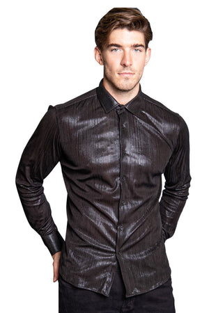 Mens Long Slv Button Up Sparkle Shirt