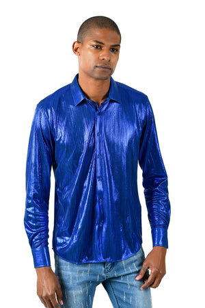 Mens Long Slv Button Up Sparkle Shirt