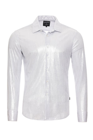 Mens Long Slv Button Up Sparkle Shirt