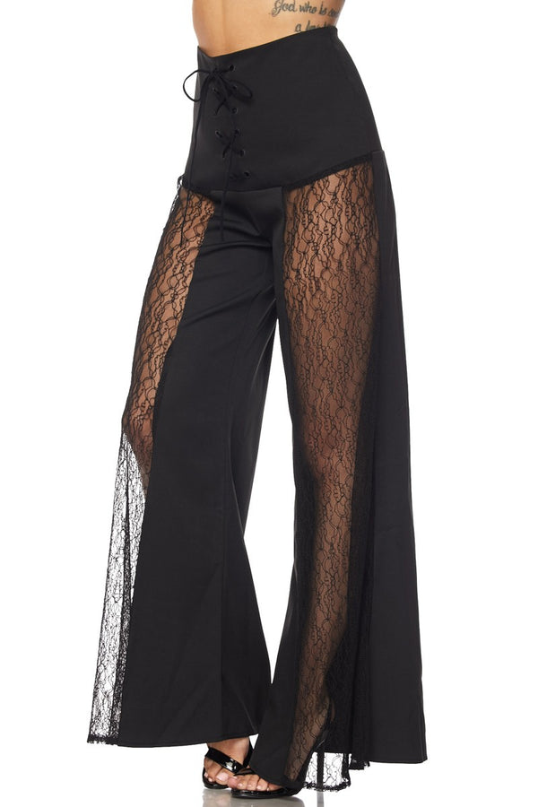 Lace Side Panel Palazzo Pant