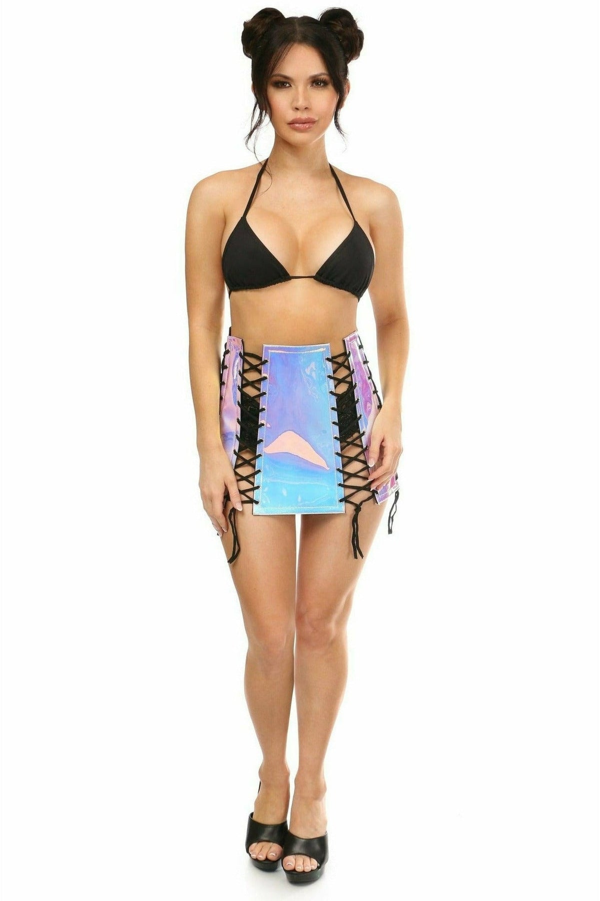 Holo Lace Up Skirt