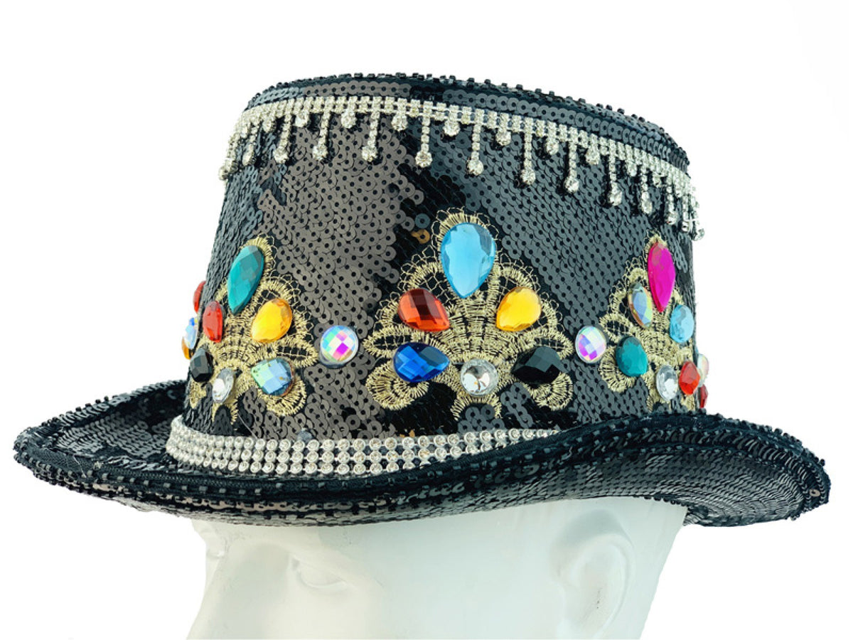 Black Sequin Top Hat