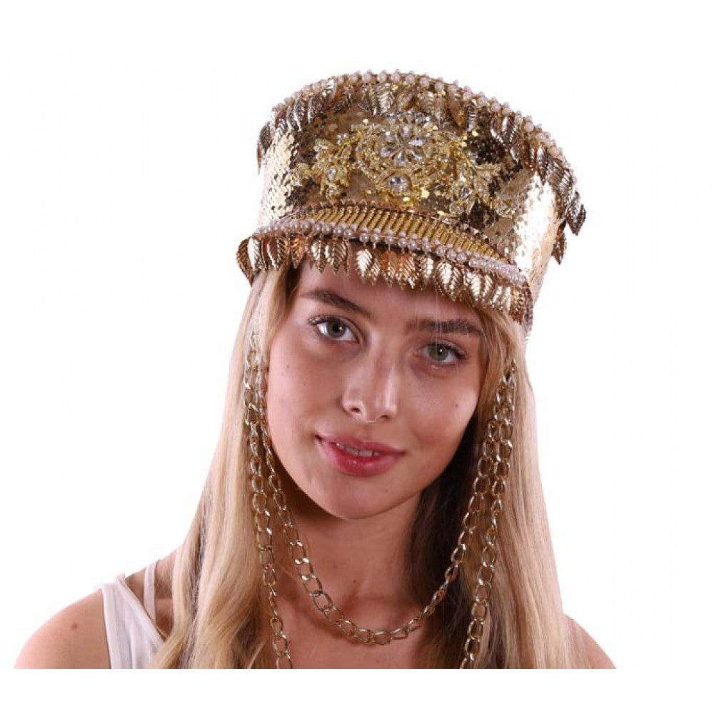 Gold Drummer Hat With Leaves
