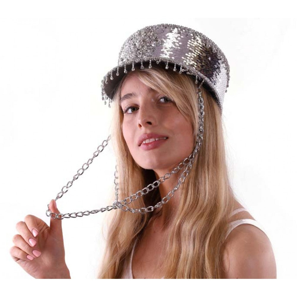 Silver Sequin Drummer Hat