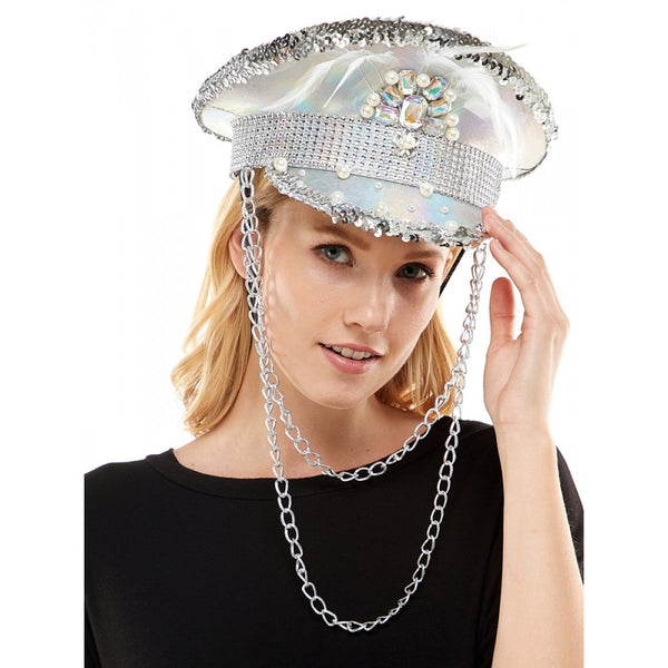 Feather Silver Sparkle Hat