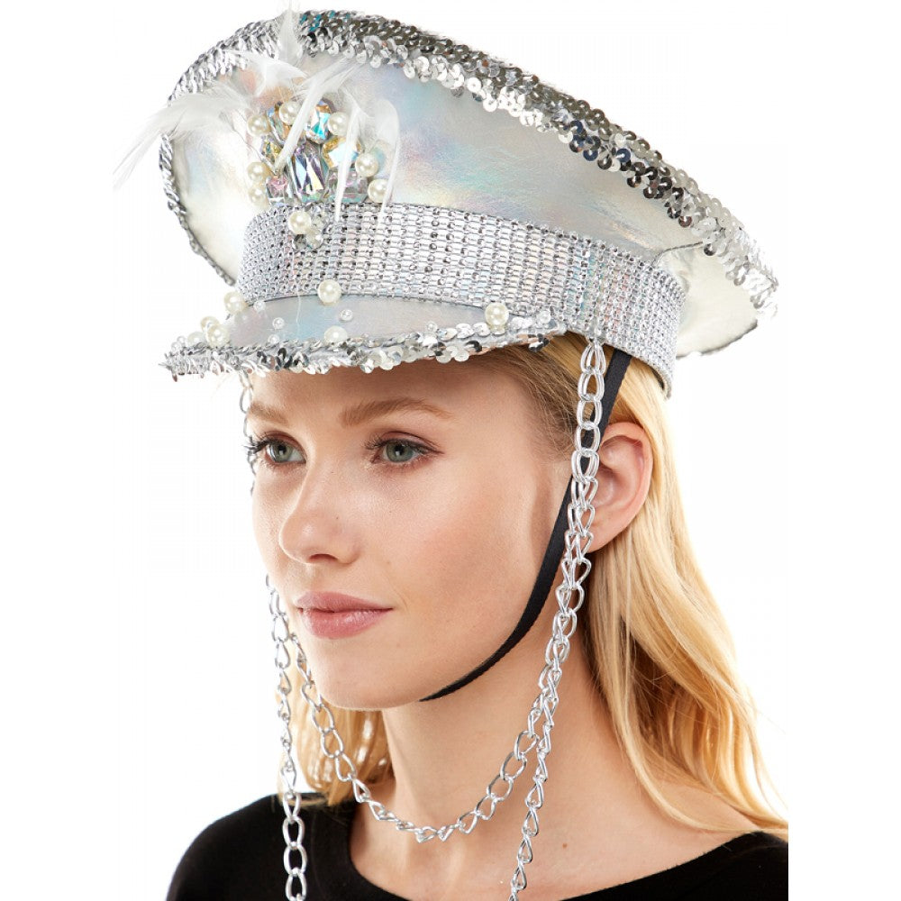 Feather Silver Sparkle Hat