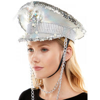Feather Silver Sparkle Hat