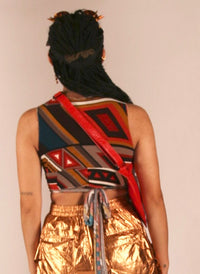 Wrap top geometric print