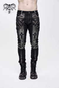 Studded Golden Accent Pants with Buckles
