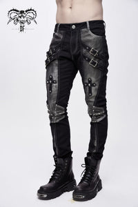Studded Golden Accent Pants with Buckles