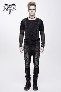 Studded Golden Accent Pants with Buckles